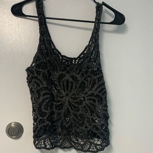 Express Charcoal Crochet Camisole used condition